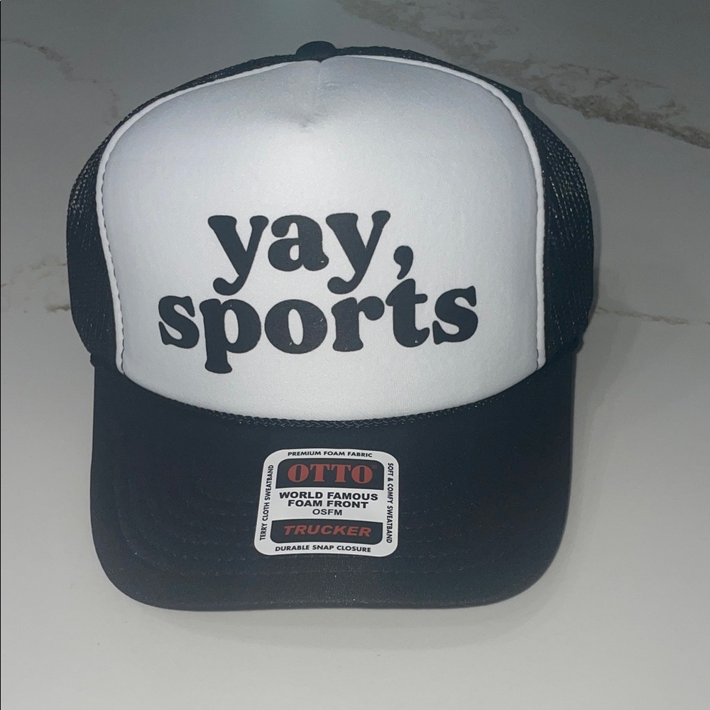 Yay, Sports Black and White Trucker Hat